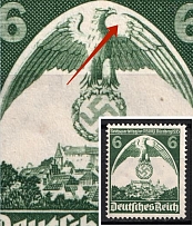 1935 6pf Third Reich, Germany (Mi. 586 II, Missed Hatching on Wing, Print Error, CV $80, MNH)