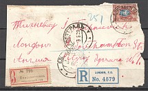 1921 Russia Civil War Cover Fragment (Elisavetgrad - London)