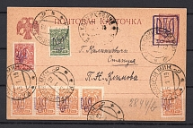 1919 Kalinkovichi - Local Postal Card Railway Station Postmark (Kiev 2, Kiev 17)