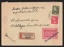 1944 (1 Nov) German Occupations, Germany, Registered Cover with Prague to Furstenwalde-Spree franked with 40gr Chelm (Cholm) Provisional Issue and 3k, 1,20k Bohemia and Moravia (Signed Zirath BPP, Extremely Rare)