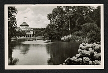 1942 World spa city Wiesbaden Kurhaus, garden view