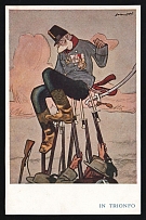 1914-18 'In triumph' WWI European Caricature Propaganda Postcard, Europe