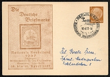 1937 A privately printed postal card depicting the German Colonies adhesive. The sponsor of the exhibition was Reichspostminister Dr. Ing. E. H. Ohneforge