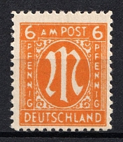 1945-46 6pf British and American Zones of Occupation, Germany (Mi. 4 z DD, DOUBLE Print, CV $400, MNH)