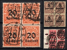 1923 Weimar Republic, Germany, Official Stamps, Blocks of Four (Mi. 89 - 90, 93, Canceled, CV $90)