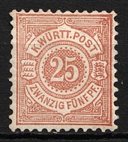 1875 25pf Wurttemberg, German States, Germany (Mi. 48 a, CV $210)