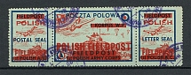 1942 Poland WWII, Field Post, First Polish Army Corp, Se-tenant (Blue Paper, Canceled)