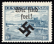 1939 10k Moravia-Ostrava, Bohemia and Moravia, Germany Local Issue (Mi. 19, Type I, Signed, CV $200, MNH)