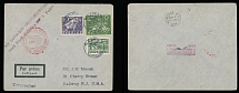 Worldwide Air Post Stamps and Postal History - Sweden - Zeppelin Flight - 1936 (May 6-9), Airship ''Hindenburg'' 1st NAF cover, franked by three values, tied by Malmo ''4.5.36'' ds, letter ''c'' (Frankfurt) red confirmation …