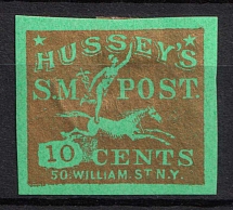 1863 10c Hussey's Special Delivery Post, New York, United States, Locals (Sc. 87LE2)