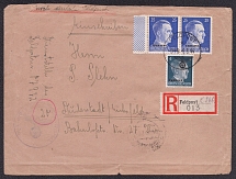 1944 Ukraine, WWII Germany Occupation, Military Mail, Registered Cover, Duderstadt