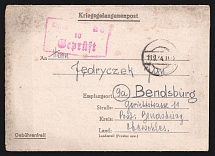 1944 (13 Sep) Third Reich, Germany, DP Camp, Displaced Persons Camp, Censorship Cover from Woldenberg to Bendsburg