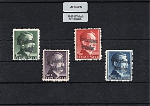 1945 MEISSEN Local Issue 1RM - 5RM, Germany, Overprint on Hitler's head (Mi. 21 - 24, Black Overprint, CV $1,000, MNH)