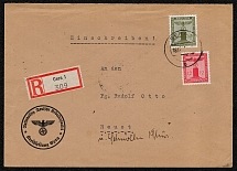 1941 Registered official mail franked with Sc S18 and S21. Posted 18 December