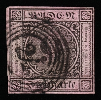 1851 9f Baden, German States, Germany (Mi 4b, Canceled, CV $40)