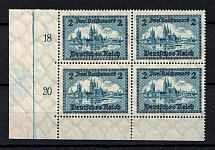 1930 2m Weimar Republic, Germany, Block of Four (Mi. 440, Plate Numbers, Corner Margins, Full Set, CV $1,100, MNH)