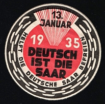 1935 'German is the Saar', Propaganda Label Stamp, Third Reich Nazi Germany