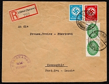 1936 Official mailing franked with Scott 065, 086 and 088 from the District Pay Office of Lubben