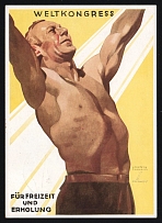 1936 'World Congress for Leisure and Recreation', Propaganda Postcard, Third Reich Nazi Germany