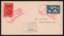1928 Panama, First Flight Airmail Registered cover, Ancon - Balboa Heights, franked by Mi. 142, 143