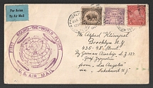 1929 (20 Aug) United States, Graf Zeppelin airship airmail cover to Brooklyn via Los Angeles and Lakehurst, 1st Round the World flight 'Los Angeles - Lakehurst' (Sieger 29 A, CV $90)
