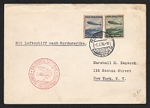 1936 (5 May) Germany, Hindenburg airship airmail cover from Frankfurt to New York (United States), 1st flight to North America 'Frankfurt - Lakehurst' (Sieger 406 D)