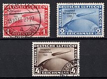 1933 Third Reich, Germany, Airmail (Mi. 496 - 498, Full Set, Canceled, CV $1,300)