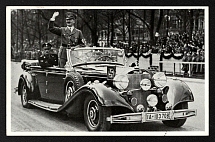 1938 'The fuhrer in the car', Propaganda Postcard, Third Reich Nazi Germany