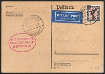 1930 (1 Sep) Weimar Republic, Germany, Airmail postcard from Bielefeld to Friedrichshafen franked with Mi. 382 (CV $40)