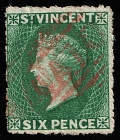1871 6p Saint Vincent, British Colonies (SG 16, Canceled, CV $100)