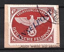 1944 Reich Military Mail Fieldpost 'INSELPOST', Germany (Mi. 10B b I, Signed, Canceled, CV $100)