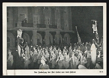 1938 'The Torchlight Procession of the Pol. Leader in Front of the Leader', Propaganda Postcard, Third Reich Nazi Germany