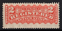 1875-92 2c Canada, Registration Stamp (SG R2, CV $100)
