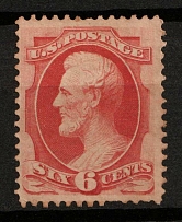 1870 6c Lincoln, United States, USA (Scott 148, Carmine, CV $290)