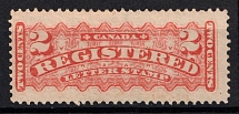 1875-92 2c Canada, Registration Stamp (SG R3, CV $120)