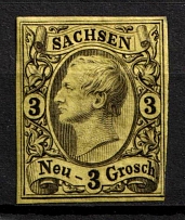 1855-63 3n Saxony, German States, Germany (Mi. 11, Sc. 12, CV $30)