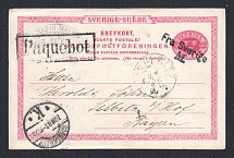 1900 Sweden Paquebot Postcard Sea Ship Mail from Selbitz to Bavaria, Germany