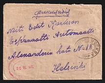 1917 Helsinki (Helsingfors) Censorship, WWI Censored cover from Moscow to Helsinki with red oval censor handstamp 'Military censorship'