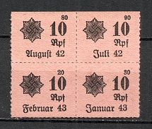Germany `RLB` Member`s Dues Stamps (Reich`s Air Protection League) Block of Four (MNH)