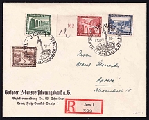 1936 Third Reich, Germany, Registered Cover Jena - Apolda (Mi. 634, 637, 639, 641, Special Cancellation)