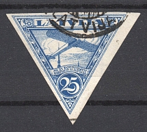 1931 Latvia Airmail 25 S (Imperforated, Canceled)