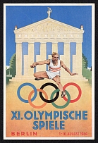 1936 (15 Aug) Olympiad 'Olympic Games in Berlin', Propaganda Postcard, Third Reich Nazi Germany (Olympic Commemorative Cancellation)