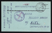 1946 (3 Apr) Germany, Prisoner of War Mail, Post Office DEFC 22, DP Camp, Displaced Persons Camp, Postcard from Regensburg to Kiel