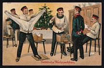 1914-18 'Merry Christmas' WWI European Caricature Propaganda Postcard, Europe