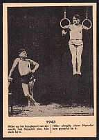 1943 Hitler and Mussolini Acrobats, Mint Holland Postcard, Anti-Germany Propaganda