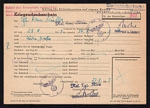1943 Dismissal Certificate from War, Nazi Germany