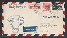 1933 (21 Oct) Brazil, Graf Zeppelin airship airmail cover from Recife to Newark, Pan-American flight 'Recife - Miami' (Sieger 239 A)