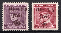 1938 Occupation of Reichenberg, Sudetenland, Germany (Mi. 23, 24, Signed, CV $70)