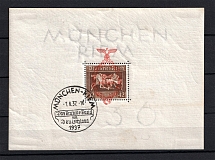 1937 Third Reich, Germany (Souvenir Sheet Mi. 10, MUNICH-ROME Postmark, CV $170)
