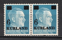 1945 6pf on 20pf Kurland, German Occupation, Germany, Pair (Mi. 3 wz II, 3 wz III, Signed, CV $160, MNH)